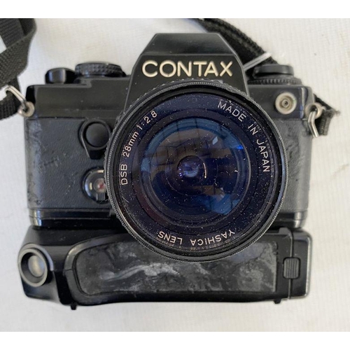 142 - Zenit EM camera, cased, a Contax 139 quartz camera with Yashica lens, a Canon Pellix camera, no.1695... 