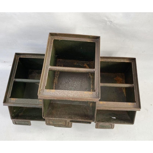 144 - Set of four industrial stacking trays, 74.5cm high total x 21.5cm wide approx.