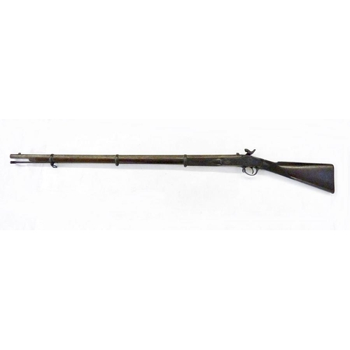 164 - 19th century L.A. & Co. Enfield percussion cap rifle, dated 1862, with walnut stock, brass butt plat... 