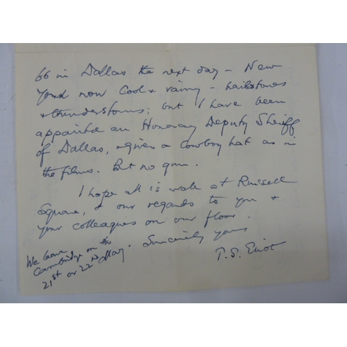 299 - Eliot, T.S., signed material - 