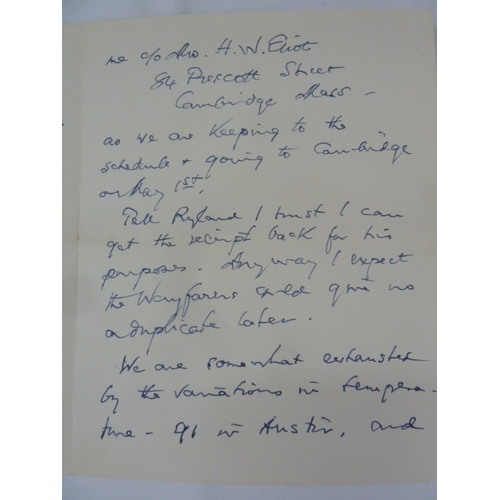 299 - Eliot, T.S., signed material - 