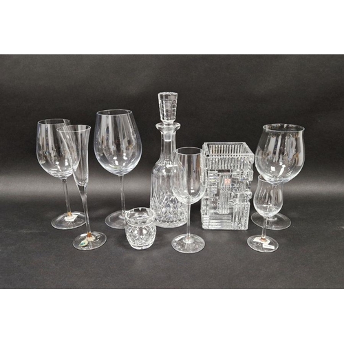 42 - Waterford cut glass decanter of mallet form, assorted Waterford glasses to include large wine glasse... 