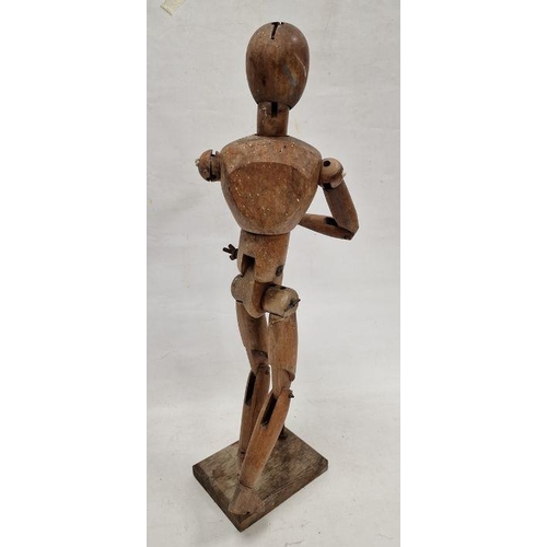 123 - Large wooden artist's mannequin, jointed , 69cm high