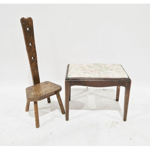 1249 - Oak spinning chair and a rectangular upholstered stool (2)