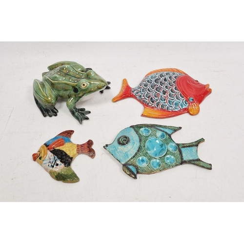 17 - Italian ceramic fish wall plaque and two others, one labelled to reverse 'Collaford Pottery, Dartmou... 