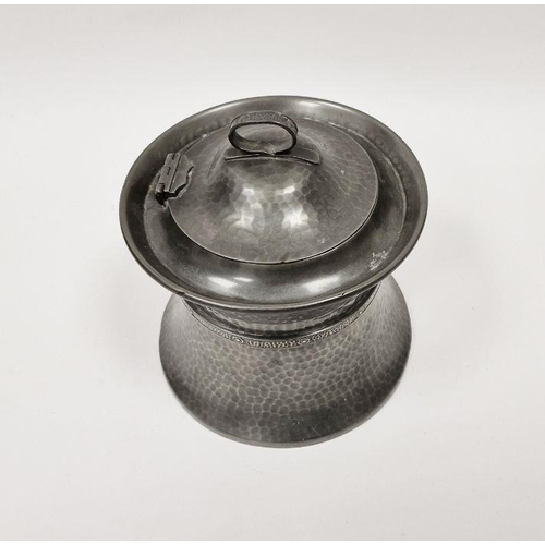 178 - Arts & Crafts-style hammered pewter lidded pot, marked 'Don Pewter D Bros 1286'