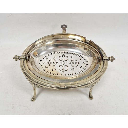 200 - Silver-plated dome top revolving breakfast dish, 20cm high