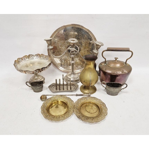 213 - Silver plated ware to include trays, candelabra and metalware (1 box)