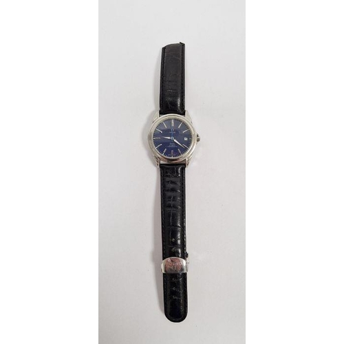 226 - Omega De Ville automatic chronometer wristwatch on black leather and stainless steel strap (strap br... 