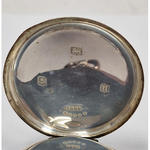 227 - Silver open-faced pocket watch (makers worn), with subsidiary dial