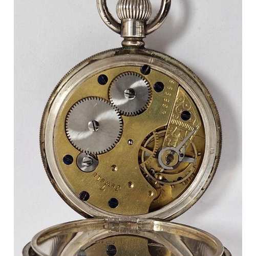 227 - Silver open-faced pocket watch (makers worn), with subsidiary dial