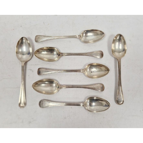 260 - Matched set of six Victorian tablespoons, London, various dates, 10.5ozt approx. and a silver-plated... 