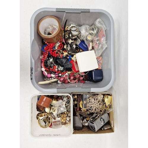 267 - Quantity of costume jewellery, jewellery box, etc (3 boxes)