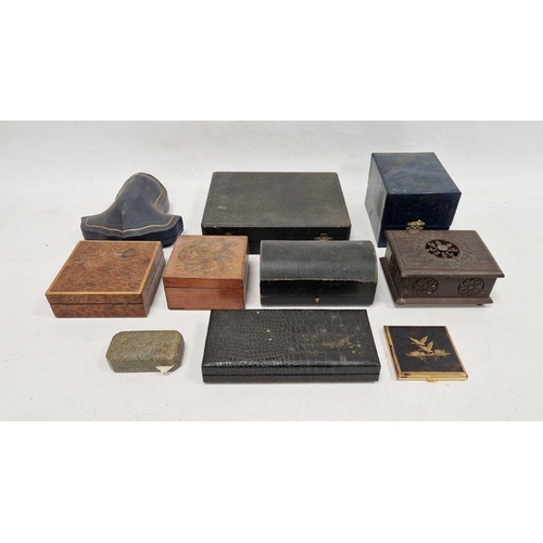 268 - Quantity of assorted jewellery and wooden boxes to include a cruet set box by Goldsmiths & Silversmi... 