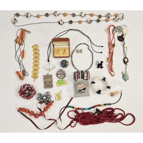 271 - Quantity of designer costume jewellery including Norwegian yellow silver-gilt brooch, Val Hunt recyc... 