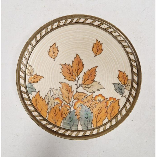 31 - Charlotte Rhead Crown Ducal 'Autumn Leaves' pattern charger, marked to reverse, 31.5cm diameter