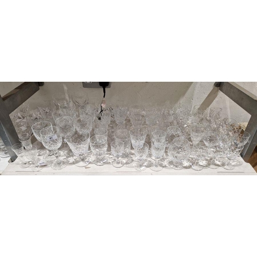 61 - Quantity of assorted cut glass to include Stuart, Webb and Edinburgh wines, liqueur, tumblers and br... 