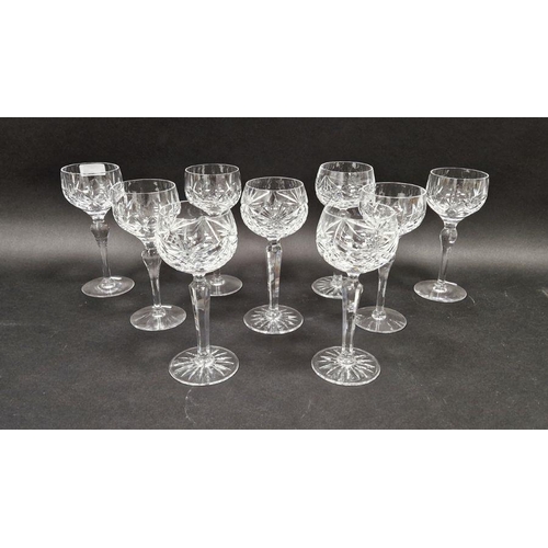 63 - Set of five crystal hock glasses and another set of four (9)