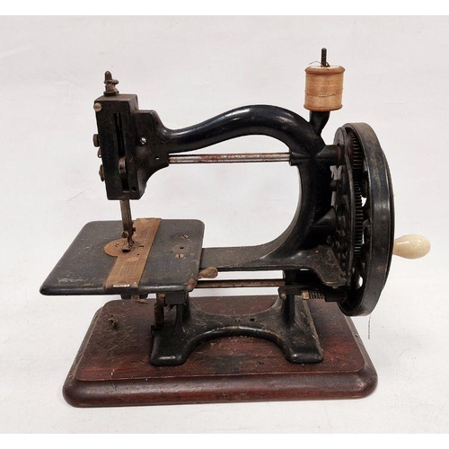 85 - Late 19th century Wanzer Model A sewing machine, patented c.1870's, mounted upon wooden base, approx... 