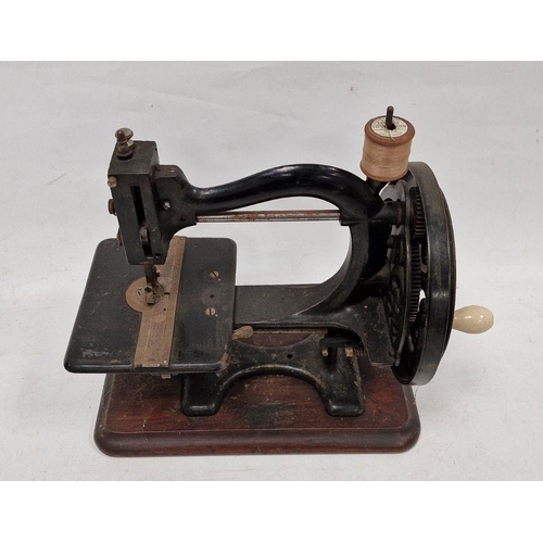 85 - Late 19th century Wanzer Model A sewing machine, patented c.1870's, mounted upon wooden base, approx... 