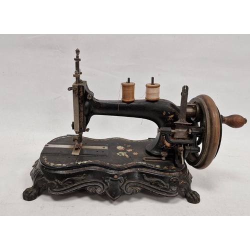 95 - Late 19th century double spooled hand-cranked sewing machine, 28cm high