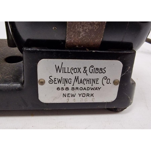 99 - Early 20th century early electric table-top sewing machine by 'Willcox & Gibbs', New York, 27cm