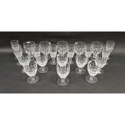 72 - Collection of cut table glass including Waterford crystal wine glasses cut with lenses and hobnail p... 