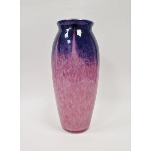 89 - Monart cased glass vase with mottled purple and red colourway, raised pontil, height 30cm