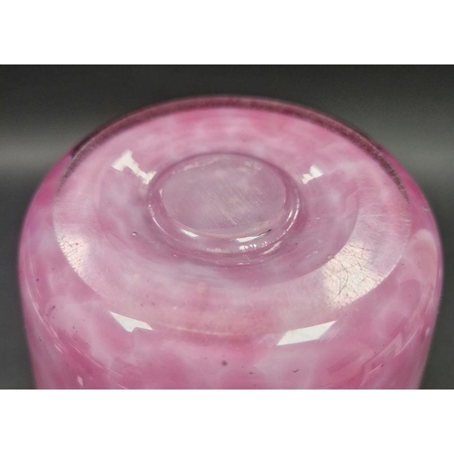 89 - Monart cased glass vase with mottled purple and red colourway, raised pontil, height 30cm