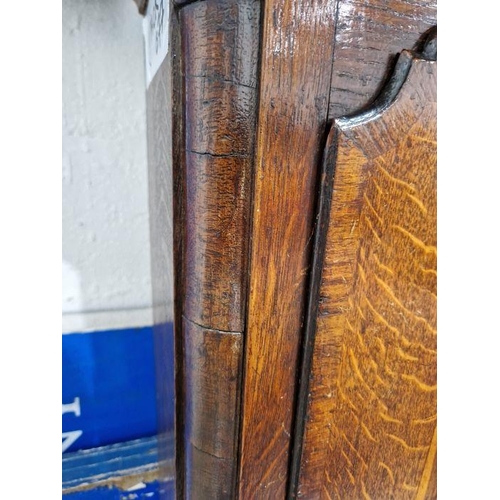 1026 - 18th century eight-day longcase clock movement inscribed 'Jn Clayton, Marple', housed in slender oak... 