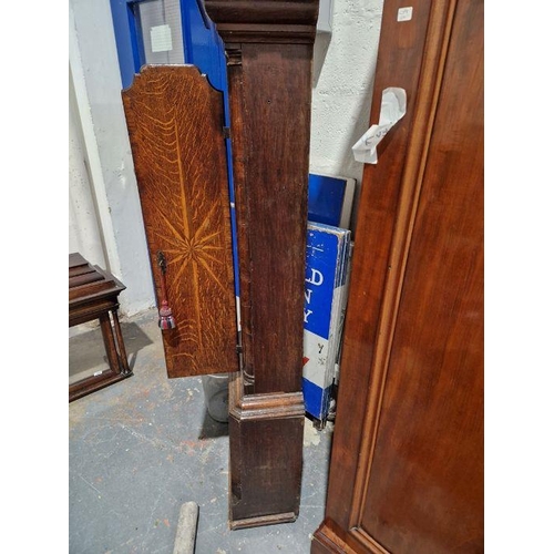 1026 - 18th century eight-day longcase clock movement inscribed 'Jn Clayton, Marple', housed in slender oak... 