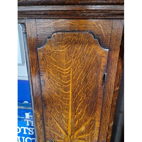 1026 - 18th century eight-day longcase clock movement inscribed 'Jn Clayton, Marple', housed in slender oak... 