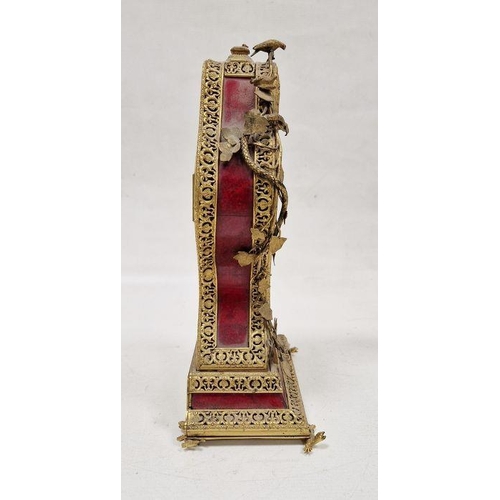 1030 - 19th century Louis XV style gilt bronze and red hardstone clock garniture, with earlier pocket watch... 