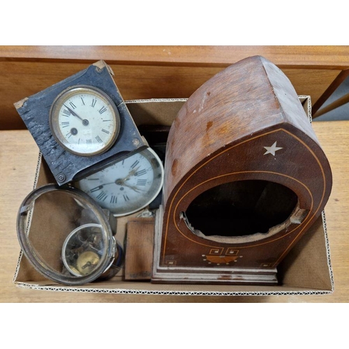 1045 - Collection of clocks and movements including small black marble type, cased carriage clock, etc and ... 