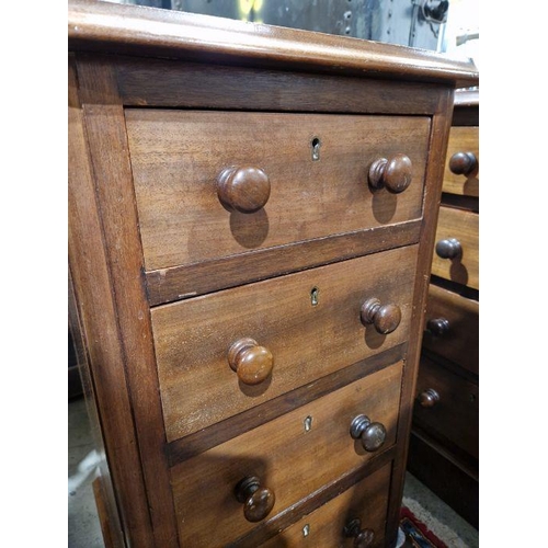 1217 - Pair 19th century chests of four short drawers, on plinth base, 72cm high x 39cm wide x 39cm deep (2... 