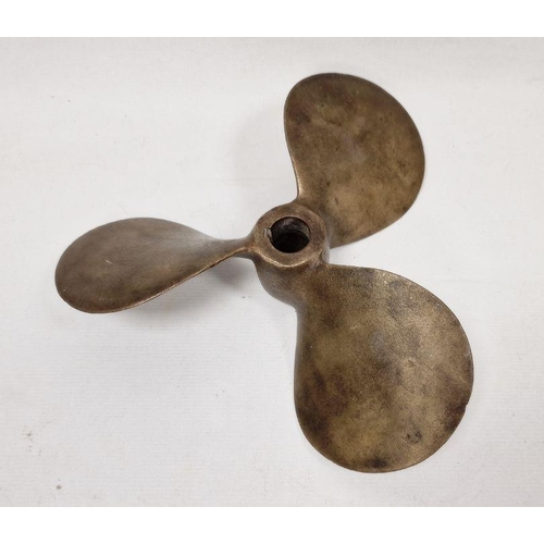 135 - 20th century bronze three-blade propeller with pressed numbers on side 12179758, 28cm approx.