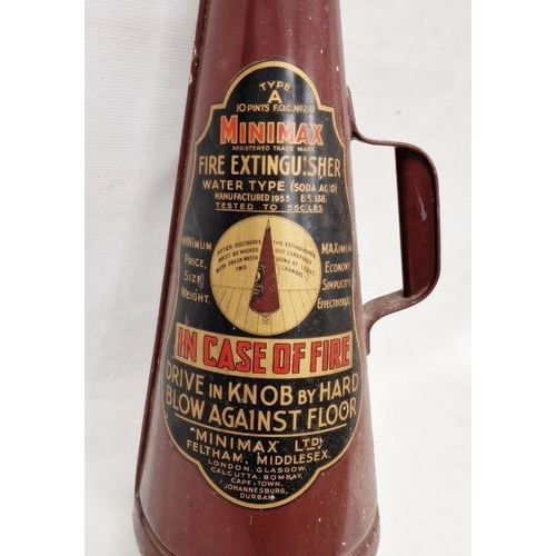 139 - Vintage Minimax fire extinguisher, water type (soda acid), in original conical extinguisher, 75cm lo... 