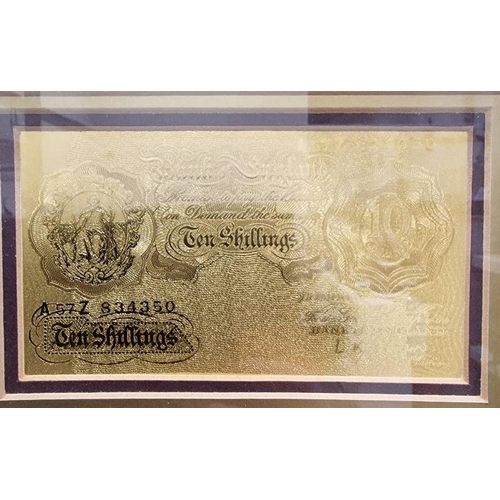 166 - Bank of England £5 and 10 shilling 99.9 pure gold banknotes, limited edition no.841/1000, framed and... 