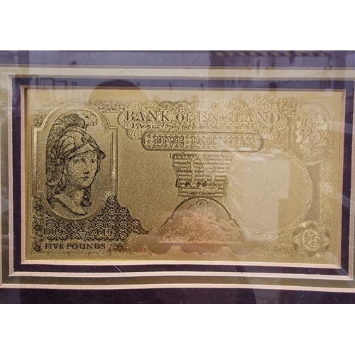 166 - Bank of England £5 and 10 shilling 99.9 pure gold banknotes, limited edition no.841/1000, framed and... 