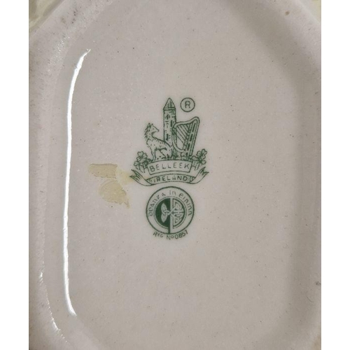 18 - Various items of Royal Worcester Parian leaf-moulded wares, a Belleek shell-shaped small oval dish, ... 