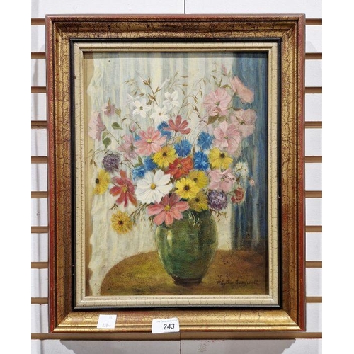 243 - Phyllis Campbell
 Oil on canvas
 Still life with flowers in a vase, signed lower right, 33.5cm x 25c... 