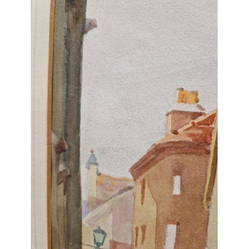 259 - Frank Sherwin
 Watercolour drawing 
 Early 20th century street scene with figures, signed, 36cm x 23... 