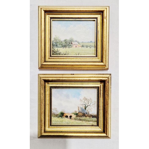 265 - Robert Hughes (1934-2010) Two miniature paintings of traditional British landscapes, titled 'By a st... 