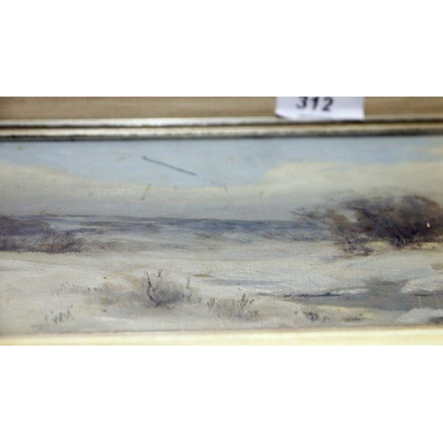 267 - Horace P Giles (American 1850-1934)
 Oil on board
 'Winter landscape', signed lower right, 14cm x 38... 