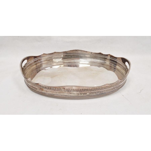 272 - Silver-plated two-handled oval tray with pierced sides, 52cm x 36cm