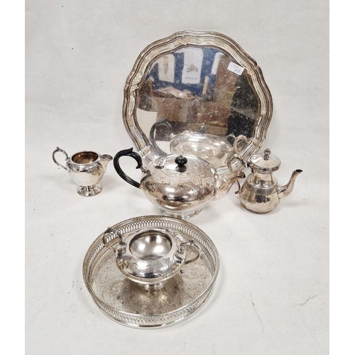 284A - EPNS three-piece tea service, EPNS small coffee pot and two waiters (1 box)