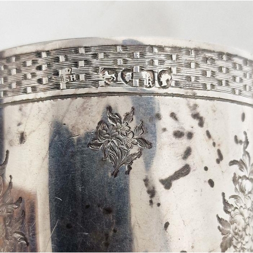 299 - Victorian silver goblet, with engraved foliate decoration throughout, with gilt interior, raised upo... 