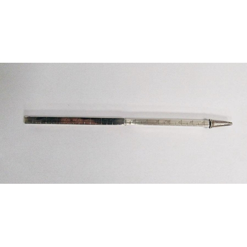 335 - 1920s silver propelling pencil with rule, 9inch and 23cm, 3 draw extending, Birmingham 1924 maker WS... 