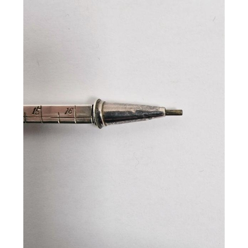 335 - 1920s silver propelling pencil with rule, 9inch and 23cm, 3 draw extending, Birmingham 1924 maker WS... 