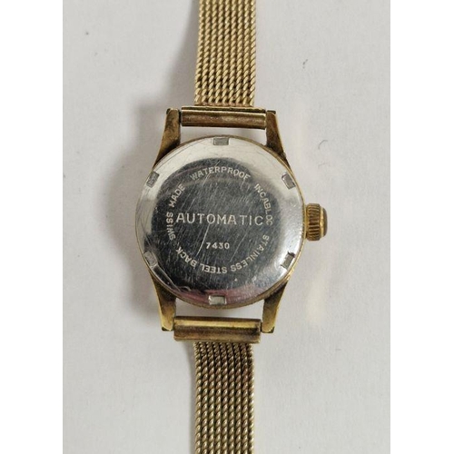 415A - Vintage Silvana automatic ladies wristwatch, on later 14ct gold mesh bracelet, the case back numbere... 